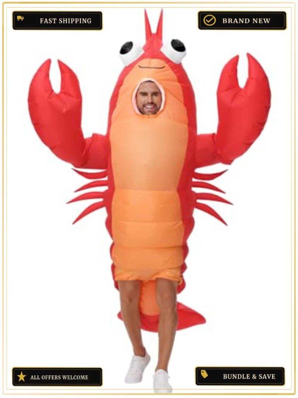 Adult Inflatable Lobster Costume Polyester Blow Up Halloween Cosplay Party